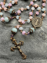 Load image into Gallery viewer, Saint Benedict Petite Pastel Gemstone Rosary - Dream Quartz and Bronze - CeCeAgnes
