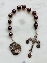 Load image into Gallery viewer, Chocolate Bronze Freshwater Pearl Rosary: Wire-Wrapped Virgin Mary Medals

