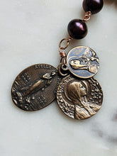 Load image into Gallery viewer, Chocolate Bronze Freshwater Pearl Rosary: Wire-Wrapped Virgin Mary Medals
