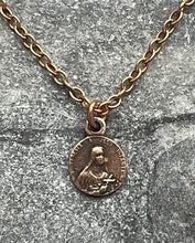Load image into Gallery viewer, TINY Saint Therese Necklace - Little Flower - Very Small Dainty Little Catholic - CeCeAgnes
