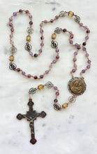 Load image into Gallery viewer, Our Lady of Good Counsel Rosary: Solid Bronze, Purple Phantom Quartz &amp; Citrine - CeCeAgnes
