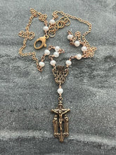Load image into Gallery viewer, Rosary Necklace - Freshwater Pearl and Bronze
