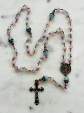 Load image into Gallery viewer, Saint Benedict Petite Pastel Gemstone Rosary - Dream Quartz and Bronze - CeCeAgnes
