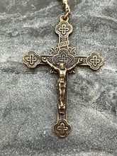 Load image into Gallery viewer, Sacred Heart Indulgence Prayer - Bronze and leather - Pocket Rosary
