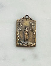 Load image into Gallery viewer, Joan of Arc Medal: 1410 Saint Michael, Jesus, Mary - Bronze Sterling Silver Rosary Parts
