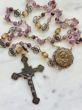 Load image into Gallery viewer, Our Lady of Good Counsel Rosary: Solid Bronze, Purple Phantom Quartz &amp; Citrine - CeCeAgnes
