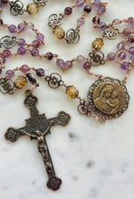 Load image into Gallery viewer, Our Lady of Good Counsel Rosary: Solid Bronze, Purple Phantom Quartz &amp; Citrine - CeCeAgnes
