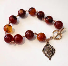 Load image into Gallery viewer, Rosary Bracelet - Sacred Heart - Solid Bronze and Sardonyx
