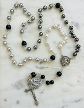 Load image into Gallery viewer, Holy Souls Sterling Silver Ombré Rosary - Crystal Pearls Black Gray and White - Purgatory CeCeAgnes
