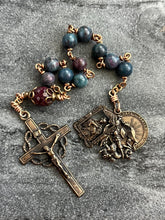 Load image into Gallery viewer, Saint Michael Rosary Tenner Ruby Kyanite Gemstone, Bronze Medals
