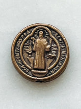 Load image into Gallery viewer, Bead - Saint Benedict - Bronze - Antique Reproduction 1521 CeCeAgnes Rosary Parts
