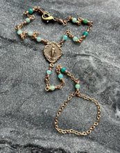 Load image into Gallery viewer, Bronze and Amazonite Rosary Hand Chain Bracelet
