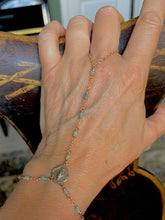 Load image into Gallery viewer, Bronze and Amazonite Rosary Hand Chain Bracelet
