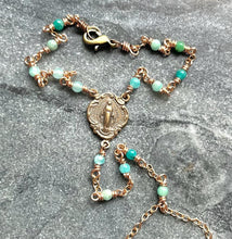 Load image into Gallery viewer, Bronze and Amazonite Rosary Hand Chain Bracelet
