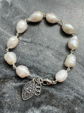 Load image into Gallery viewer, Sterling Silver Sacred Heart Rosary Bracelet: Freshwater Pearl Wire-Wrapped
