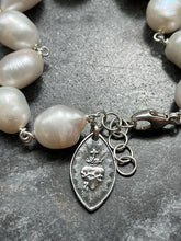 Load image into Gallery viewer, Sterling Silver Sacred Heart Rosary Bracelet: Freshwater Pearl Wire-Wrapped
