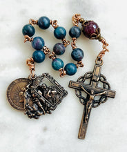 Load image into Gallery viewer, Saint Michael Rosary Tenner Ruby Kyanite Gemstone, Bronze Medals
