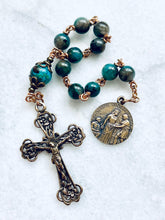 Load image into Gallery viewer, Saint Elizabeth of Hungary Single Decade Rosary - Chrysocolla and Bronze - Tenner CeCeAgnes
