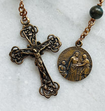 Load image into Gallery viewer, Saint Elizabeth of Hungary Single Decade Rosary - Chrysocolla and Bronze - Tenner CeCeAgnes
