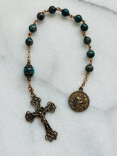 Load image into Gallery viewer, Saint Elizabeth of Hungary Single Decade Rosary - Chrysocolla and Bronze - Tenner CeCeAgnes
