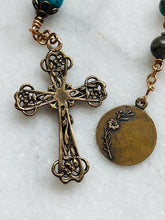 Load image into Gallery viewer, Saint Elizabeth of Hungary Single Decade Rosary - Chrysocolla and Bronze - Tenner CeCeAgnes
