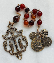 Load image into Gallery viewer, Sardonyx Rosary Saints Martha Mary Lazarus - Bronze Decade Tenner
