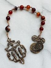 Load image into Gallery viewer, Sardonyx Rosary Saints Martha Mary Lazarus - Bronze Decade Tenner
