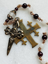 Load image into Gallery viewer, Saint James Pocket Rosary Moonstone, Garnet &amp; Bronze - Our Lady of the Pillar
