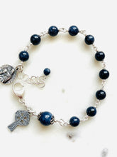 Load image into Gallery viewer, Sapphire September Birthstone Rosary Bracelet - All Sterling - Saint Anne Grandmother Rosary CeCeAgnes
