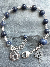 Load image into Gallery viewer, Sapphire September Birthstone Rosary Bracelet - All Sterling - Saint Anne Grandmother Rosary CeCeAgnes
