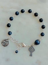Load image into Gallery viewer, Sapphire September Birthstone Rosary Bracelet - All Sterling - Saint Anne Grandmother Rosary CeCeAgnes
