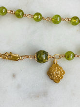 Load image into Gallery viewer, Gold &amp; Peridot Rosary Bracelet Miraculous Medal Charm, August Birthstone
