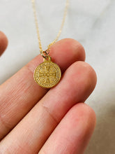 Load image into Gallery viewer, 14k Gold Small Saint Benedict Necklace: Solid Gold Catholic Medal
