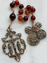 Load image into Gallery viewer, Sardonyx Rosary Saints Martha Mary Lazarus - Bronze Decade Tenner
