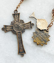 Load image into Gallery viewer, Sacred Heart Blessed Sacrament Pocket Rosary - Rutile Quartz - Single Decade Bronze Tenner
