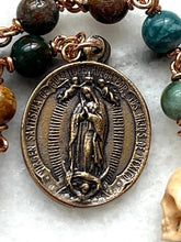 Load image into Gallery viewer, Our Lady of Guadalupe Pocket Rosary - Jasper and Bronze - One Decade Tenner CeCeAgnes
