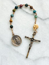 Load image into Gallery viewer, Our Lady of Guadalupe Pocket Rosary - Jasper and Bronze - One Decade Tenner CeCeAgnes
