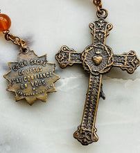 Load image into Gallery viewer, Sacred Heart Pocket Rosary - Carnelian and Bronze - Single Decade Rosary - CeCeAgnes
