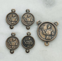 Load image into Gallery viewer, Saint Francis Rosary Centerpiece &amp; Links - 990 Bronze or Sterling Silver Rosary Parts
