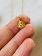 Load image into Gallery viewer, 14k Gold Tiny Saint Joseph Necklace: Solid Gold Catholic Medal
