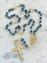 Load image into Gallery viewer, Marian Blue 14K Gold Rosary - Kyanite and Moonstone - Heirloom Gift
