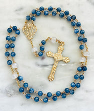 Load image into Gallery viewer, Marian Blue 14K Gold Rosary - Kyanite and Moonstone - Heirloom Gift
