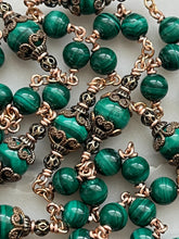 Load image into Gallery viewer, Saint Michael Chaplet - Wire wrapped - Malachite Gemstones - Bronze - St. Michael and Angels Crucifix CeCeAgnes
