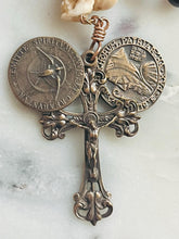 Load image into Gallery viewer, Memento Mori Garnet Rosary: Ox Bone Skull, Bronze Immaculate Heart
