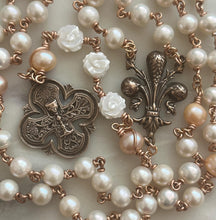 Load image into Gallery viewer, Freshwater Pearl Rosary - Bronze - Wire-wrapped First Communion Rosary

