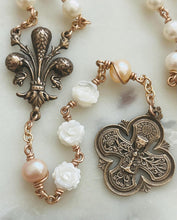 Load image into Gallery viewer, Freshwater Pearl Rosary - Bronze - Wire-wrapped First Communion Rosary

