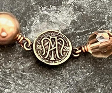 Load image into Gallery viewer, Virgin Mary Rosary Bracelet - Chi Rho and Marian Auspice - Crystals and Bronze
