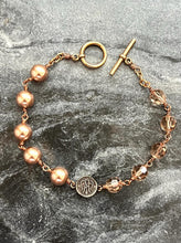 Load image into Gallery viewer, Virgin Mary Rosary Bracelet - Chi Rho and Marian Auspice - Crystals and Bronze
