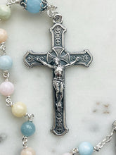 Load image into Gallery viewer, Baptism Tenner - Pastel Beryl Morganite Gemstone Rosary - Sterling and Sterling Silver CeCeAgnes
