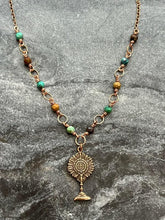 Load image into Gallery viewer, Blessed Sacrament Rosary Necklace - Turquoise and Bronze
